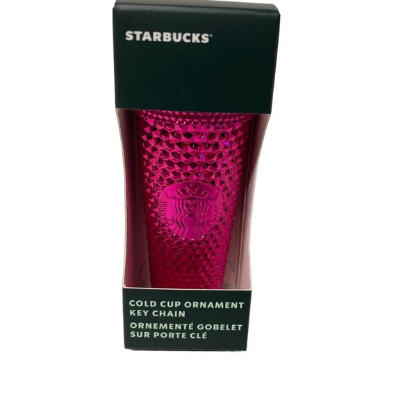Starbucks Cold Cup Ornament Key Chain Metallic Pink Siren - Picture 1 of 5